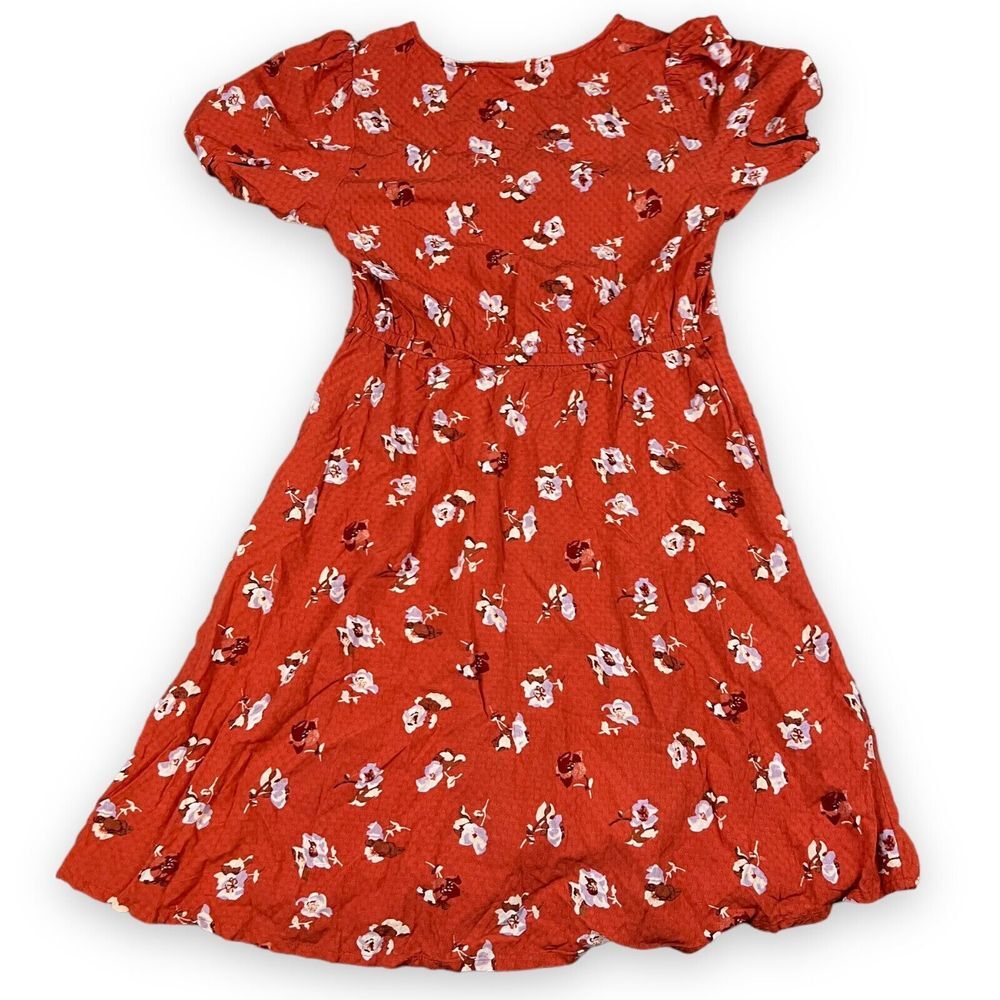 Universal Thread Dress Womens Small burnt orange flower pattern Button up